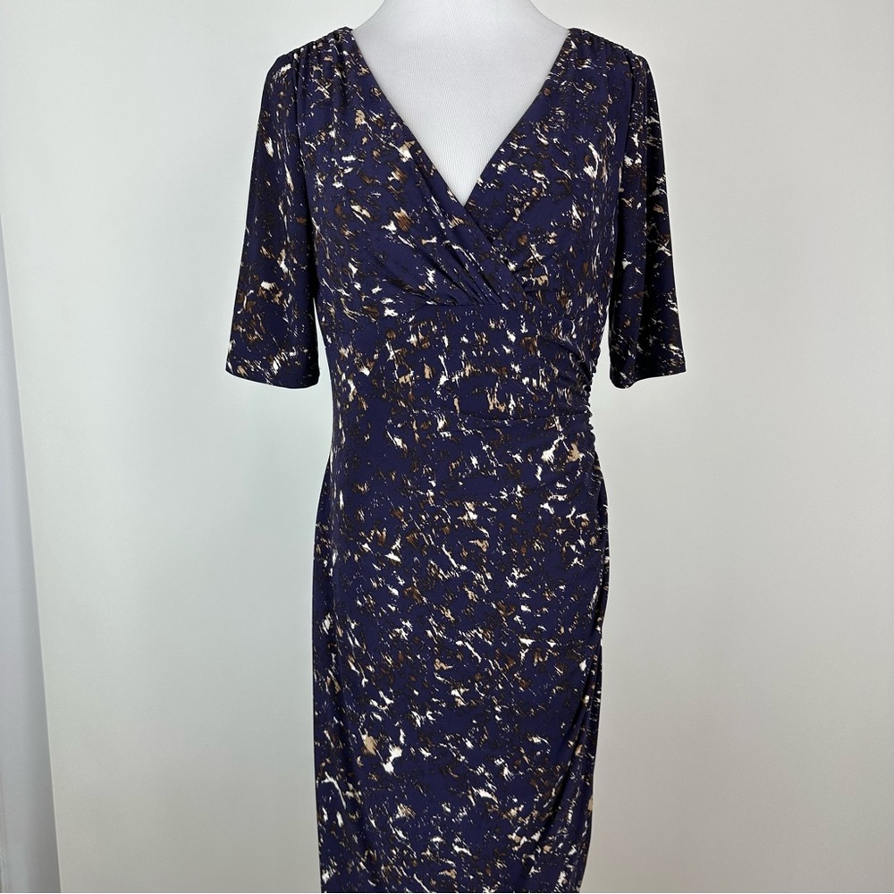 Lauren Ralph Lauren Printed Cinch Waist Jersey Stretch Dress Size 6